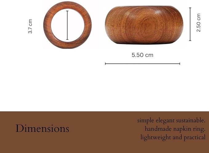 Napkin Rings, Wood Napkin Rings Napkin Holders Buckles for Dining, Anniversary, Birthday, Dinner, Christmas, Party of Table (Half Round Set of12)