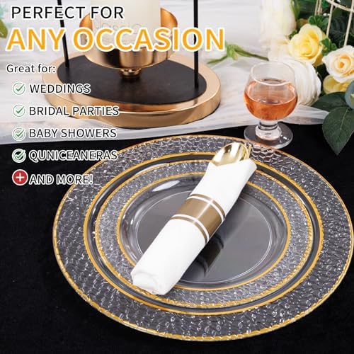 400PCS Gold Wrapped Silverware Set Disposable Hammered for Weddings - Image 5