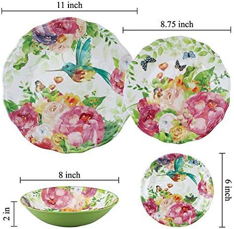 UP Rose Garden Melamine Round Dessert Plates, Small Serving Plates, for Appetizer, Snacks, and Side Dishes, Multicolor, 6 Inch, Set of 4 - Image 2