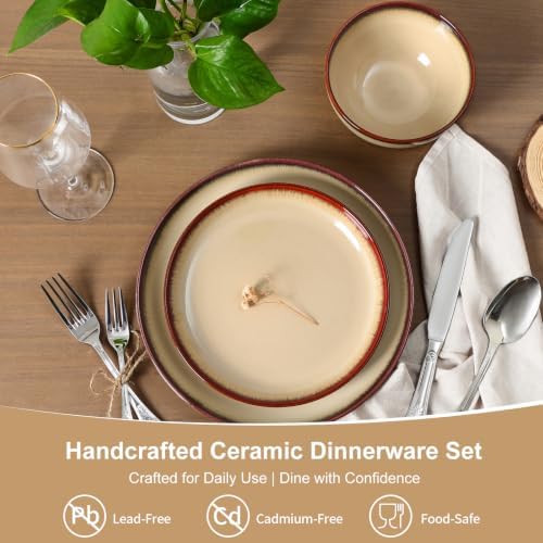 DOMICREVERY Ceramic Dinnerware Sets for 6, 18-piece Plates and Bowls Sets - Image 2