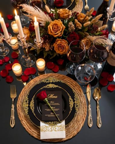 Morejoy 350PCS Black and Gold Plastic Plates Dinnerware Sets for 50 Guests - Image 7
