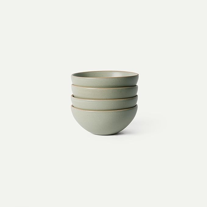 MORA Medium Bowls Set of 4, 28oz Ceramic Pottery Everyday Bowls - Microwave, Oven and Dishwasher Safe - Thyme