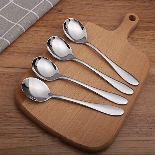 VANRA 4-Piece Children Spoons Round Stainless Steel Kids Dinner Spoons Child Silver Cutlery Set 5.8-inch (4 round spoons) - Image 2