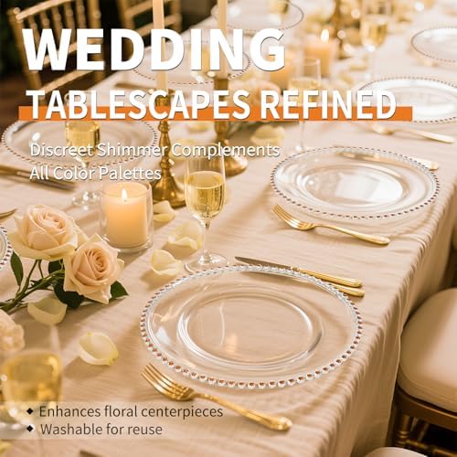 12 Pack Clear Charger Plates Bulk Wedding, 13 Inch Plastic Round Dinner Chargers with Orange Beaded Rim, Acrylic Round Decorative Plates for Wedding Party Home and Tabletop Decor (Orange) - Image 4