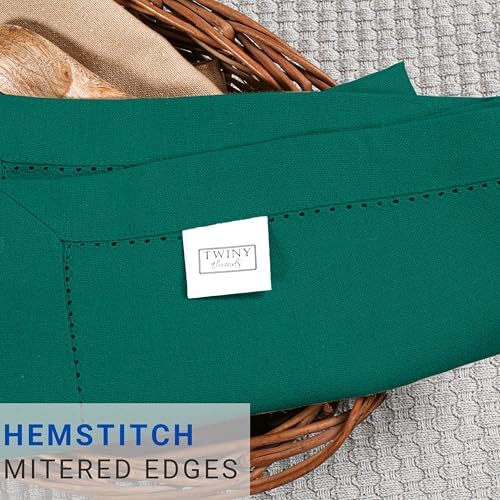 TWINY threads 12 Pieces 100% Cotton Cloth Napkins, 18"x18", Royal Green - Image 3