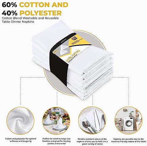 Bulk 288-Pack Cloth Napkins, 18"x18", Wrinkle Resistant, Sturdy, White - Image 3