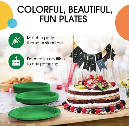 Exquisite Party Solids Sturdy Green Plastic Plates 7" Cake Plates 50 Pcs - Image 5