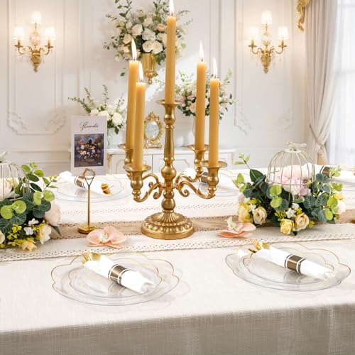 Supernal 100 Pack Gold Plastic Silverware with Napkins Wrapped - Image 6