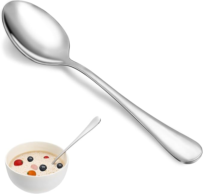 24 Pcs Dinner Spoon Set,Premium Food Grade Stainless Steel Spoons,Durable Metal Spoon,Tablespoon,Spoons Silverware Only,Mirror Finish & Dishwasher Safe,Use for Home,Kitchen and Restaurant - 7.3 inch