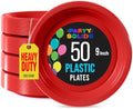 Exquisite Party Solids Sturdy Red Plastic Plates 9" Party Plates 50 Pcs by Exquisite