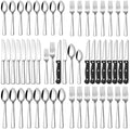 Stapava 48-Piece Silverware Set with Steak Knives, Food-Grade Stainless Steel Flatware Set for 8 Mirror Polished Cutlery Utensil Sets Include Dinner Knives Spoons and Forks Set Dishwasher Safe by StapavaSilverwareSet
