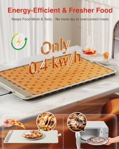 Warming Mat for Food (24"x16") - iTRUSOU 7-Level Electric Warming Tray with 400W High-Power, Timer 0–99H & Built-In Strap - Rollable Large Food Warming Mat for Parties & Buffet - Image 4