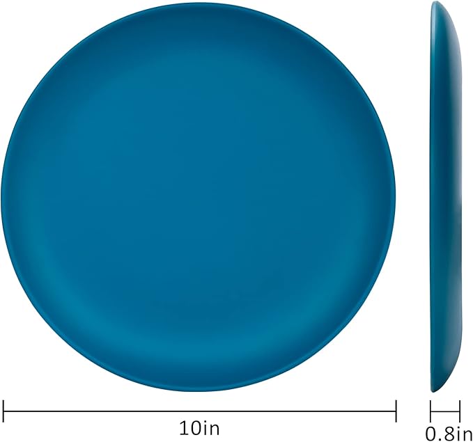 TP 10" Plate Set, 6-Piece Melamine Round Dinner Plates, Unbreakable Weighty Serving Dishes for Home, Outdoor Party, Restaurants, Coastal Blue