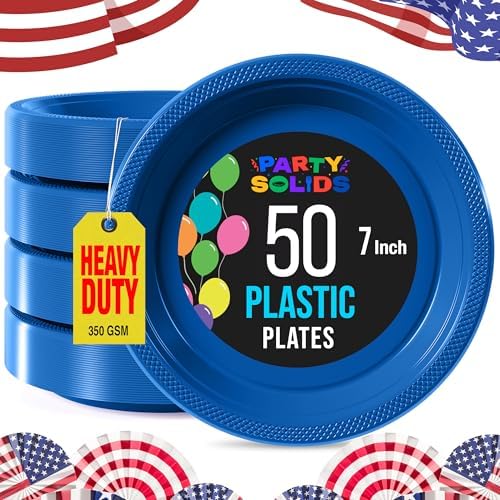 Exquisite Party Solids Sturdy Black Plastic Plates 7" Cake Plates 50 Pcs by Exquisite