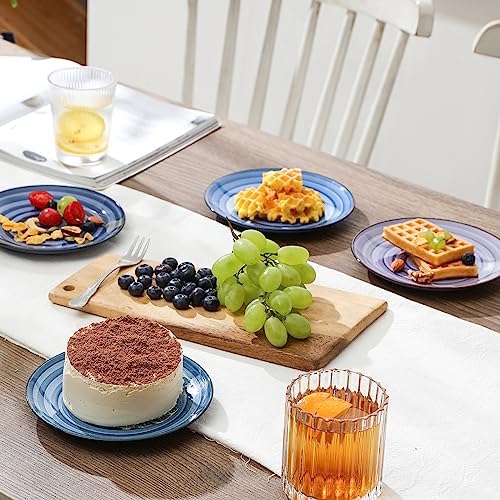 Selamica Ceramic Dessert Plates Set of 6,6 Inch Appetizer Plate for Kitchen for Cake Snacks Side Dish, Microwave Dishwasher Safe, Gradient Blue - Image 6