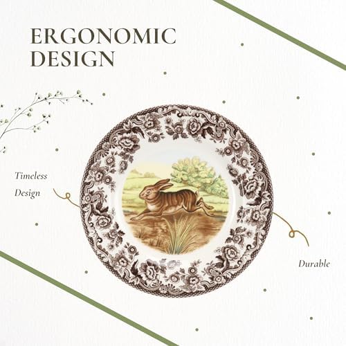 Spode Woodland Rabbit Salad Plate - Wildlife Animal Design, 8 Inch Fine Earthenware, Dishwasher, Microwave & Warm Oven Safe to 225°F - Made in England Rustic Country Dining Tableware - Image 6