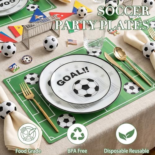 I00000 20 White Plastic Soccer Plates, Disposable Plates for Soccer Party - Image 5