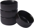 Aquiver 10 Ounces Ceramic Bowl Set - Porcelain Matte Small Bowls - Side Dishes for Desserts, Ice Cream, Snacks, Condiments, Souffle, Yogurt, Soup - Dipping Sauce Bowl Set of 4 (Black)