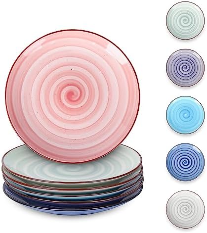 Selamica Ceramic Dessert Plates Set of 6, 6 Inch Appetizer Plate for Kitchen, Microwave Dishwasher Safe, Gradient Color by Selamica