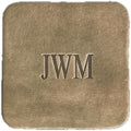 Ox & Pine Personalized Leather Coaster - Sold Individually or in Sets of 4 - Customize Inscription - 100% Full-Grain Leather – 4" Round or 4" Square (Square, Stone Natural, 1 Individual Coaster)