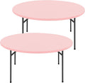 Round Spandex Tablecloth 2 Pack, Elastic Fitted Waterproof Tablecloths for 36"-44" Tables, Stretch Washable Picnic Table Cover for Camping, Dining, Indoor and Outdoor, Pink