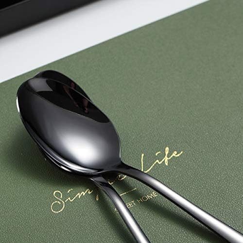 Kyraton 6-Piece 8" Stainless Steel Table Spoon Set, Titanium Black Plating, Gold Soup & Dessert Spoons, Dishwasher Safe - Image 5