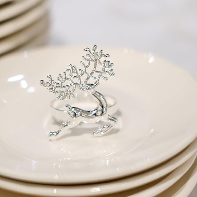 [New Napkin Rings Set of 8 Siliver Set of 8 Napkin Rings Christmas, Holidays, Thanksgiving (Deer-5)