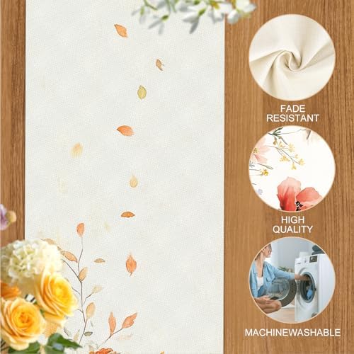ANNA QUEEN Pumpkin Harvest Table Runner and Placemats Set of 6, 13"x72" Table Runner with 12"x18" Placemats, Rustic Fall Dining Set for Thanksgiving, Autumn Kitchen Decor - Image 4