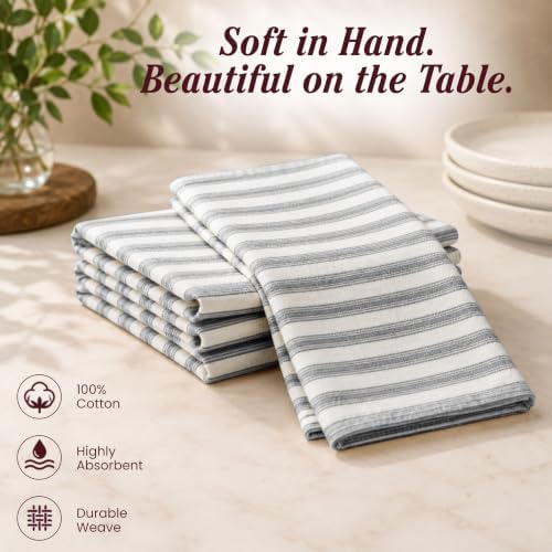 TWINY threads 4Pcs 100% Cotton Cloth Napkins, 18"x18", Reusable - Black - Image 2