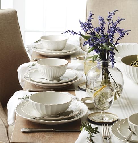 Lenox French Perle Scallop White Stoneware 18-Piece Dinnerware Set for 6 - Image 5