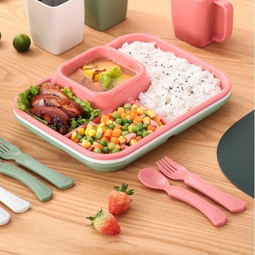 Unbreakable Rectangular Divided Plates for Adults 4 Sections Portion Control Plates Set of 2 Plastic Dinner Plate for Camping Outdoor or Every Day Use - Image 4