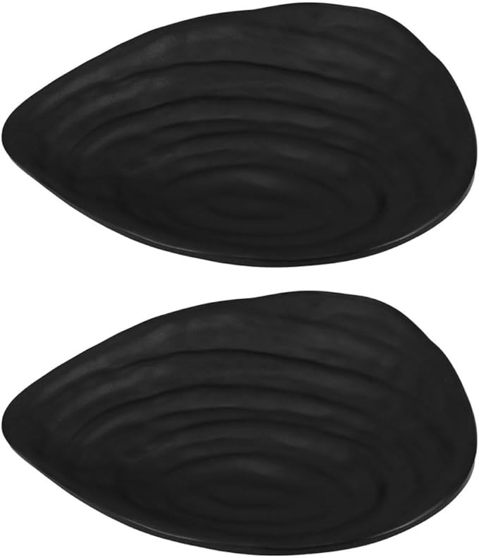 Black Melamine Sushi Plates 2pcs Set, Sturdy Commercial-grade Tableware, Snack and Appetizer Serving Trays for Household and Restaurant Use