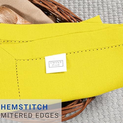 TWINY threads 12 Piece 100% Cotton Cloth Napkinss, 18"x18", Lemon Yellow - Image 3