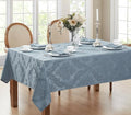 Newbridge Barcelona Damask Fabric Tablecloth, 52 x 70 Inch Rectangle, Blue – No Iron, Soil Resistant Table Cover for Dining, Parties and Holidays by HomeBargainsPlus