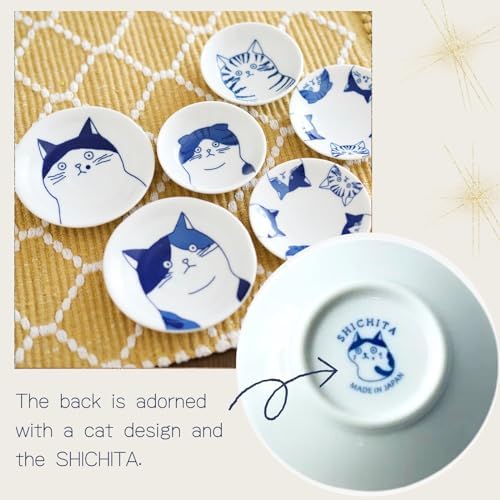 Dessert Sushi Soy Sauce Salad Ceramic Plates Cats Design Set of 5 Made in Japan 5 Cats 4.7in - Image 6