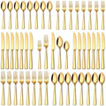 Stapava 40 Pcs Gold Silverware Set, Food-Grade Stainless Steel Flatware Sets for 8 Mirror Polished Cutlery Utensil Sets Include Dinner Knives Spoons and Forks Set Dishwasher Safe for Home Restaurant by StapavaSilverwareSet