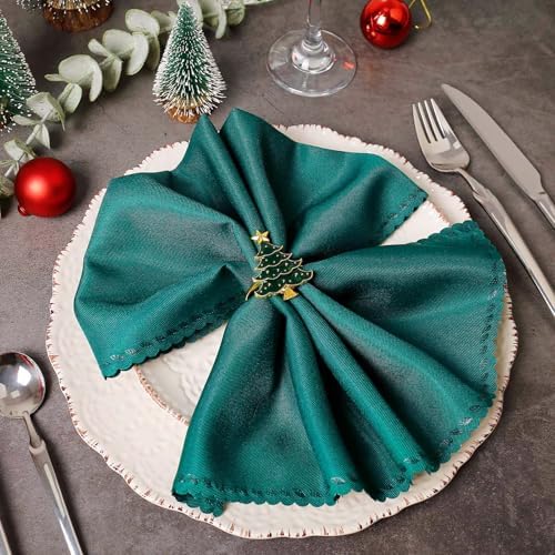 Christmas Napkin Rings Set of 8, Green Christmas Tree Metal Napkin Rings Holder Suitable for Christmas Thanksgiving Festival Holiday Table Dinner Decorations - Image 2