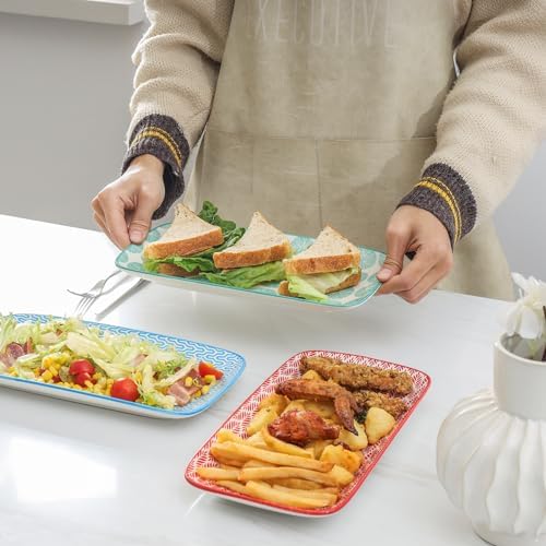 Selamica Ceramic Serving Platters, 12 Inch Serving Trays for Party Entertaining, Large Rectangular Serving Plates, Set of 6, Assorted Colors - Image 6