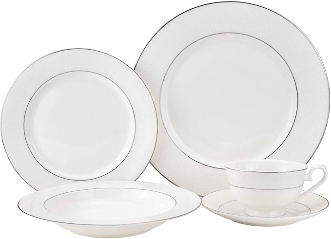 EURO Porcelain 20-pc. Dinner Set Service for 4, 24K Gold-plated Luxury Bone China Tableware ("Maria" 6832P)
