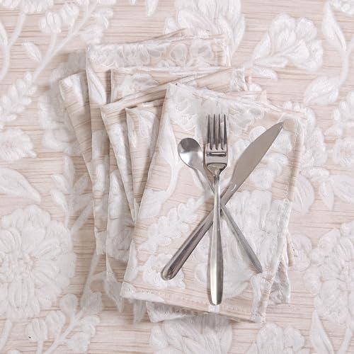 Laura Ashley Wrinkle Resistant Annaleigh Set of 6 Napkins, Taupe - Image 2