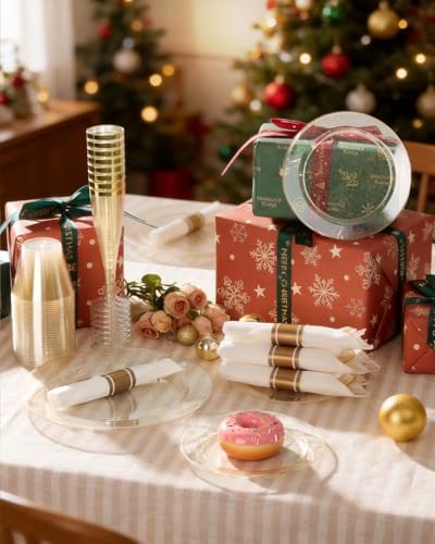 Goodluck 320PCS Glitter Fancy Disposable Dinnerware for 40 Guests - Image 5
