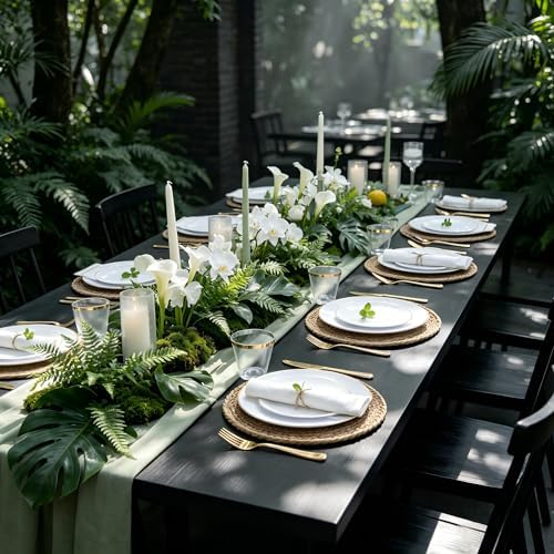 Festiva 350Pcs Gold Plastic Plates - White and Gold Dinnerware Set Disposable include 10" & 7" Plates,Cups,Silverware,Napkins -serve 50 Guests Perfect for Wedding& Easter&Birthday Party - Image 2