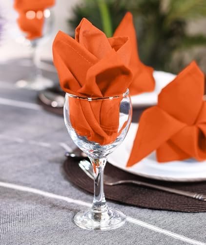 Utopia Home [12 Pack, Orange] Cloth Napkins 17x17 Inches, 100% Polyester - Image 6