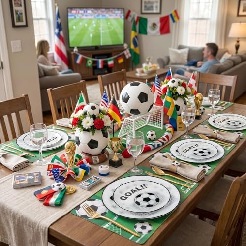 I00000 20 White Plastic Soccer Plates, Disposable Plates for Soccer Party - Image 6