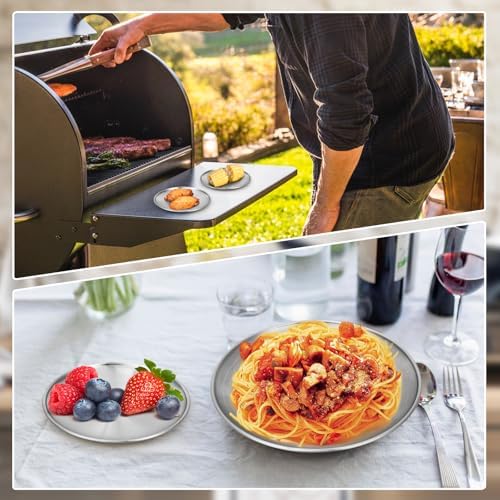Stainless Steel Plates, 4 Set 6.7 inch 304(18/8) Metal Food Serving Plate, Reusable Snack Eating Dishes Round Shatterproof Plate Silver Dinnerware for BBQ Dinner Oven Dishwasher Safe - Image 5