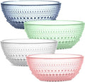 Multi Colored Glass Bowl Set of 4 Hobnail Bowls 20 oz by Yungala