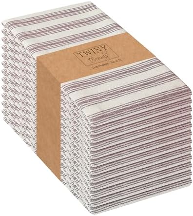 TWINY threads 12 Piece 100% Cotton Cloth Napkins, 18"x18", Burgundy Wine by TWINYThreads