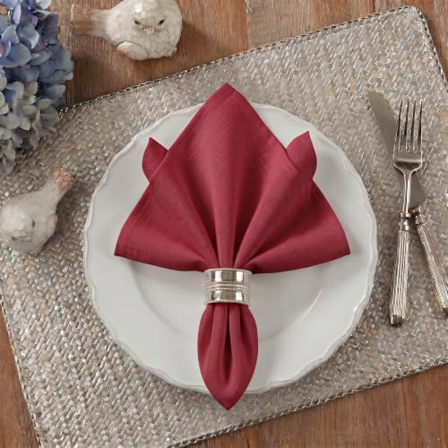 EHouseHome Waterproof Faux Linen Dinner Napkins, Set of 12, 17 x 17,Red - Image 3