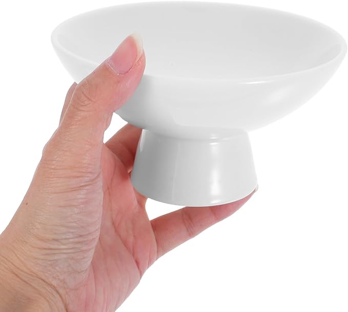 2Pcs Small White Pedestal Bowls Ceramic Footed Fruit Bowl 4.9 x 4.13Inch 2 Sizes