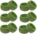COTTON CRAFT Glitz Handmade Beaded Napkin Rings - Set of 12 - Green by COTTONCRAFT